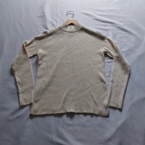 White Ribbed Mock Neck Turtleneck Sweater - Picture 1 of 6